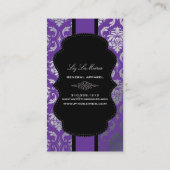 PixDezines Vendome Damask/diyカラー，紫 名刺 (裏面)
