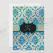 PixDezines Vendome Damask / Peacock Blue 招待状 (正面)