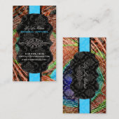 PixDezines Vendome Damask、Peacock Fethere 名刺 (正面/裏面)
