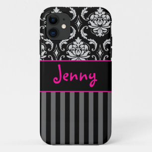 PixDezines Vendome Damask/Pink+Black/DIYカラー iPhone 11 ケース