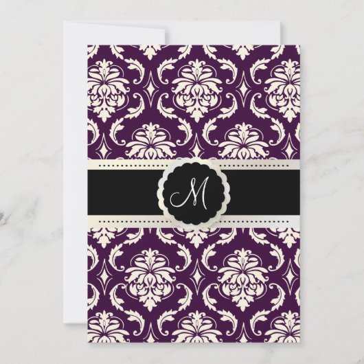 PixDezines Vendome Damask / Plum + Cream 5x7 招待状 (正面)