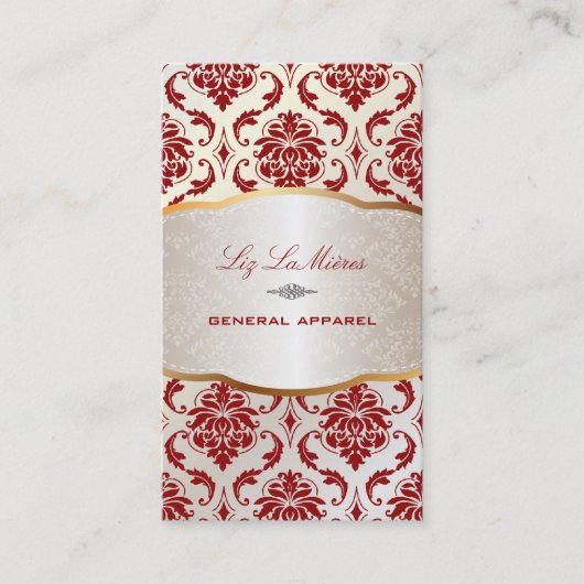 PixDezines vendome damask/red 名刺 (正面)