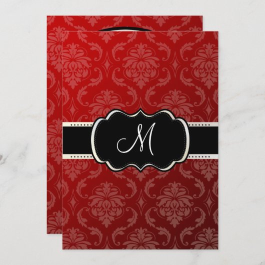 PixDezines Vendome Damask /Red、5x7 招待状 (正面/裏面)