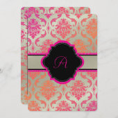 PixDezines Vendome Damask /sherbet 招待状 (正面/裏面)