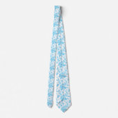 PixDezines Vintage Aqua Blue Toile Roses  ネクタイ (裏面)