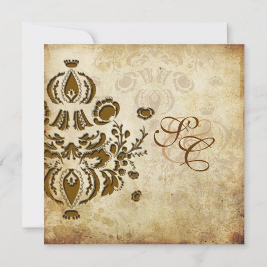 PixDezines Vintage Dolcè Damask 招待状 (正面)