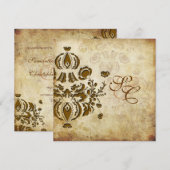 PixDezines Vintage Dolcè Damask 招待状 (正面/裏面)