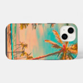 PixDezines Vintage Hawaiian Beach Scene/teal iPhoneケース (裏面横)
