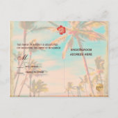 PixDezines vintage hawaiian beach/teal インビテーションポストカード (裏面)