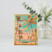 PixDezines vintage hawaiian beach/teal インビテーションポストカード (スタンド正面)