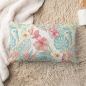 PixDezines Vintage Pastel H2 Hawaii Floral Foliage ランバークッション (ブランケット)