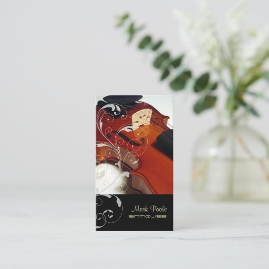 PixDezines Violin+スワール型名刺 名刺 (スタンド正面)