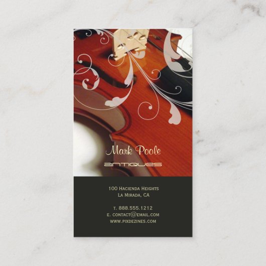 PixDezines Violin+スワール型名刺 名刺 (裏面)