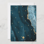 PixDezines Water Color Agate、ティール（緑がかった色）金ゴールド 招待状 (裏面)