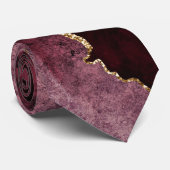 PixDezines Water Color Agate Marsala Red+金ゴールドVein ネクタイ (ロール)