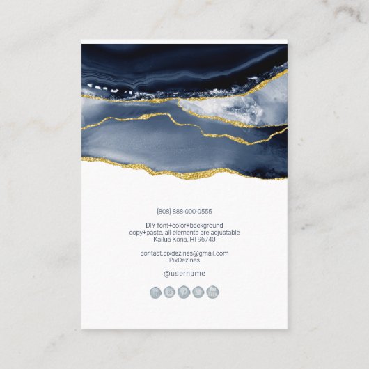 PixDezines Water Color Agate Navy金ゴールド 名刺 (裏面)