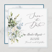 PixDezines Water Color Blue エレガント Gum Eucalyptus 招待状 (正面/裏面)