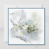 PixDezines Water Color Blue エレガント Gum Eucalyptus 招待状 (裏面)