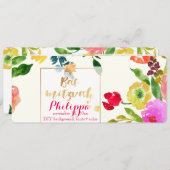 PixDezines Watercolor/フローラ/バルミツワー 招待状 (正面/裏面)