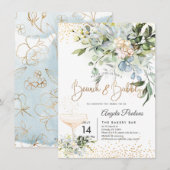 PixDezines Watercolor Blue Gum Brunch Bubbly 招待状 (正面/裏面)