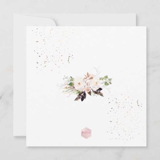 PixDezines Watercolor Blush+Cream Roses Communion  招待状 (裏面)