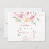 PixDezines Watercolor Blushing Romance Bridesmaid（ 招待状 (正面)