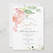 PixDezines Watercolor Blushing Suetepeas Baptism（P 招待状 (正面)