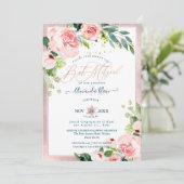 PixDezines Watercolor Delicate開花バルミツワー 招待状 (スタンド正面)