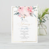 PixDezines Watercolor Delicate Peonies Baptism（Pix 招待状 (スタンド正面)