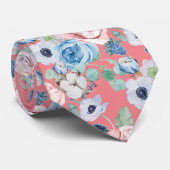 PixDezines Watercolor Dusty Blue Rose Peonies Neck ネクタイ (ロール)