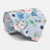 PixDezines Watercolor Dusty Blue Rose Peonies Neck ネクタイ (ロール)