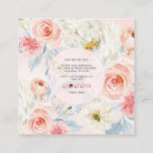 PixDezines Watercolor Flowers, Blush+Burgundy スクエア名刺 (裏面)