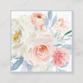 PixDezines Watercolor Flowers, Blush+Burgundy スクエア名刺 (正面)