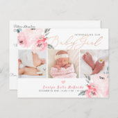 PixDezines Watercolor Flowers、Garl誕生 ポストカード (正面/裏面)