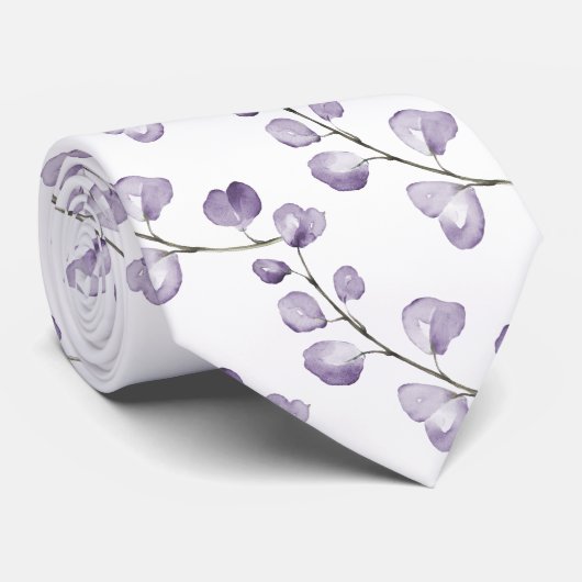 PixDezines Watercolor Lavender Purple Eucalyptus ネクタイ (ロール)