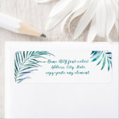 PixDezines Watercolor Palm Fronds、ティール（緑がかった色）Gree ラベル (インサイチュ)