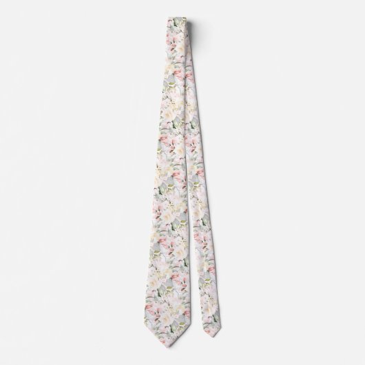 PixDezines Watercolor Roses Blush Cream ネクタイ (正面)