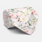 PixDezines Watercolor Roses Blush Cream ネクタイ (ロール)