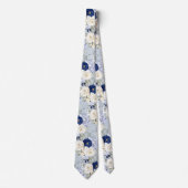 PixDezines Watercolor Roses Navy Blue Cream ネクタイ (正面)