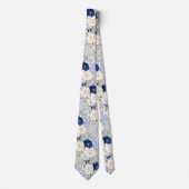 PixDezines Watercolor Roses Navy Blue Cream ネクタイ (正面)