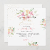 PixDezines Watercolor Suetpeas Holy Communion 招待状 (正面/裏面)