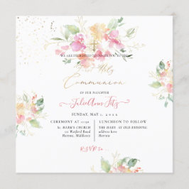 PixDezines Watercolor Suetpeas Holy Communion 招待状