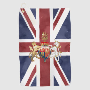 PIXDEZINES WATERCOLOR UNION JACK and INSIGNIA ゴルフタオル
