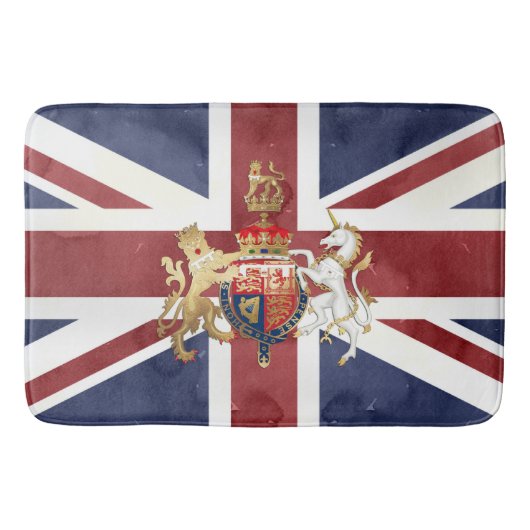 PIXDEZINES WATERCOLOR UNION JACK and INSIGNIA バスマット (正面)