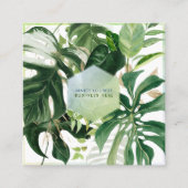 PixDezines Watercolor Variegated Tropical Greenery スクエア名刺 (正面)
