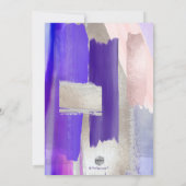 PixDezines Watercolor Violet紫バラ金ゴールド 招待状 (裏面)