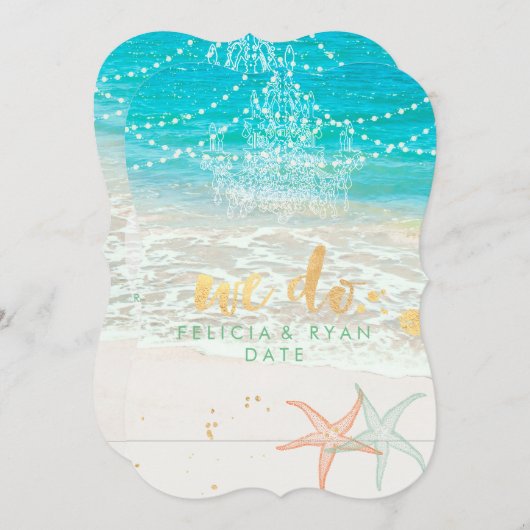 PixDezines We Do Chandelier/ビーチ/宛先 招待状 (正面/裏面)