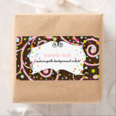 PixDezines Whimsy、ピンクチョコレート、カップケーキ ラベル (インサイチュ)