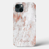 PixDezines White Marble+Faux Rose Gold Case-Mate i iPhoneケース (裏面)