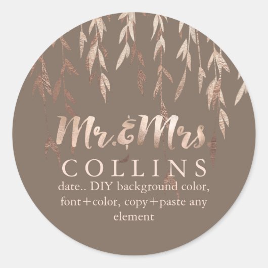 PixDezines Willow/フェイクバラ金ゴールド/DIY背景 ラウンドシール (正面)